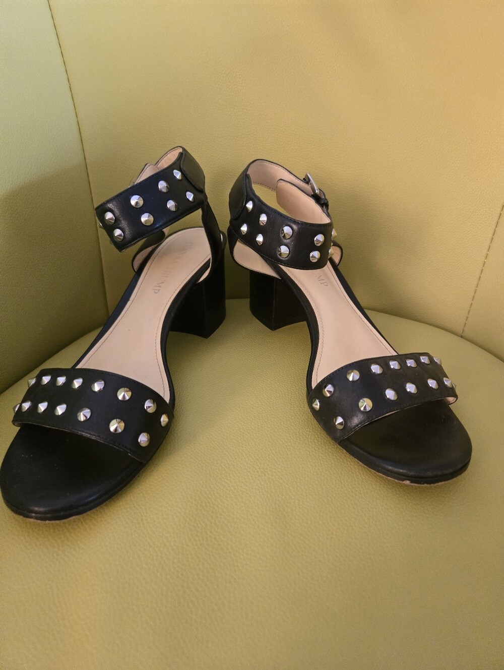 Ivanka Trump Black Studded Block Heel Sandals - Women